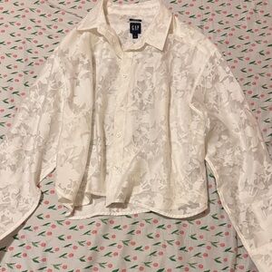 GAP Floral Sheer Cream Blouse